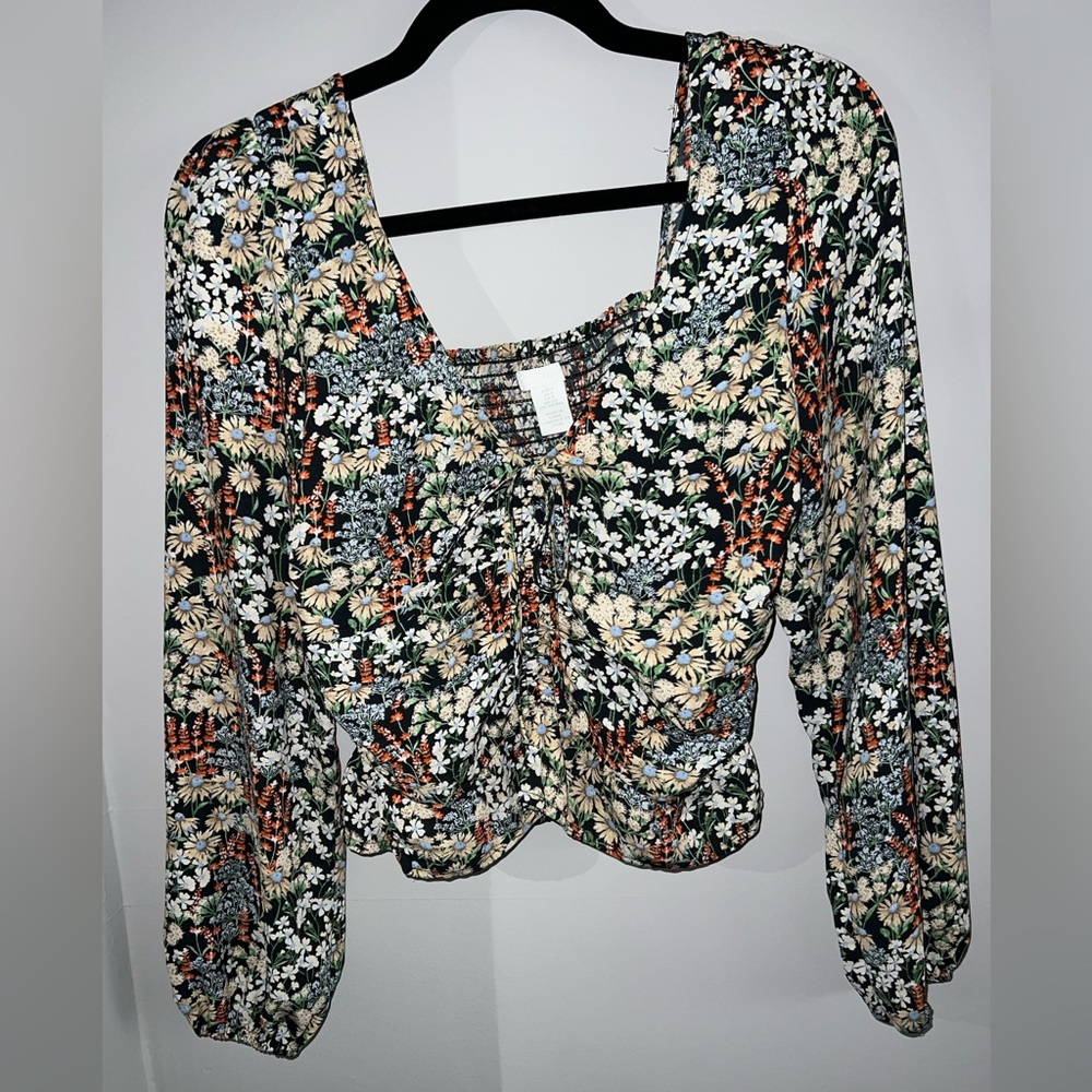 H&M Floral Long-sleeve Top